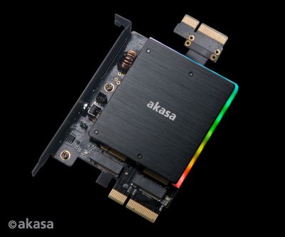 AKASA adaptér dual M.2 do PCIex s chladičem RGB