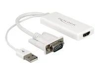 Video / audio adaptér - USB, 15 pin D-Sub (DB-15) s piny (male) do HDMI se zdířkami (female) - 25 cm - bílá