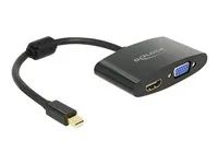 Video adaptér - DisplayPort (M) do HD-15 (VGA), HDMI (F) - 18 cm - černá