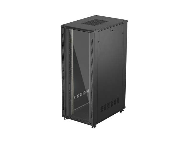 19" Volně stojící racková skříň 42U 800X1200 černé skleněné dveře lanberg (ploché balení)