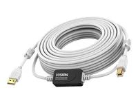 Kabel USB - USB (M) do USB typ B (M) - USB 2.0 - 15 m - aktivní inline booster - bílá