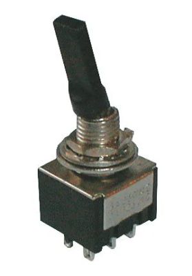 Páčkový přepínač 2pol./6pin ON-ON plast