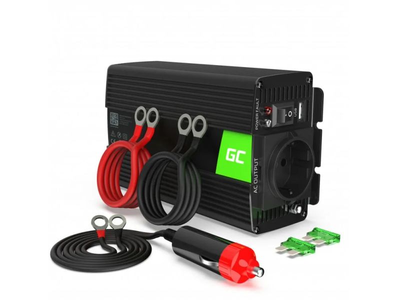Green Cell INV14 automobilový měnič napětí 24V to 230V, 300W/600W