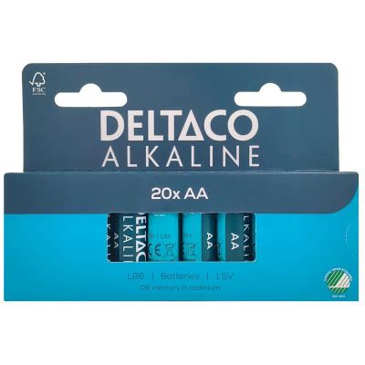 DELTACO ALKALINE, Batérie alkalické AA, LR06 20ks