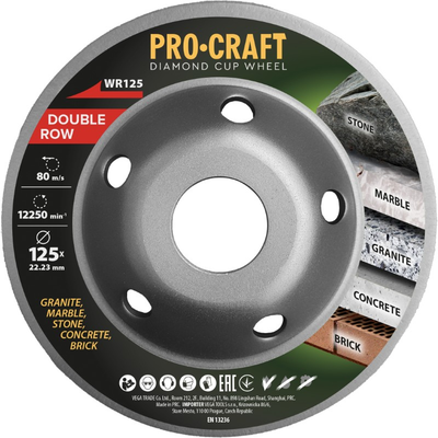Diamantový brusný kotouč 125 mm PROCRAFT WR125 Double Row