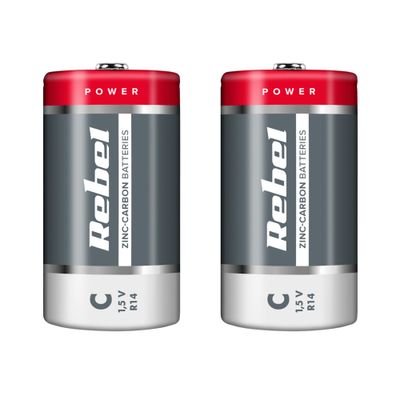 Baterie C (R14) Zn-Cl REBEL 2 ks / shrink BAT0083
