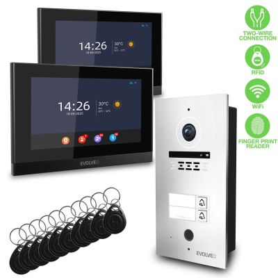 EVOLVEO DoorPhone ID-2, 2drátový videotelefon pro dva byty s RFID, otiskem prstu a podporou ONVIF ka