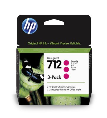 HP 712 Ink. náplň purpurová, trojbalení, 3ED78A
