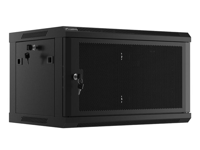 Lanberg 19" racková skříň pro montáž na stěnu 6u/600x450 s perforovanými dveřmi černá-ploché balení