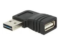 USB redukce (samčí-samičí) - USB (F) do USB (M) - konektor 90° - černá