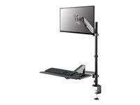 Montážní sada (plně pohyblivé rameno) - pracovní stanice pro sezení a stání - pro LCD displej / PC vybavení - ocel - černá - velikost obrazovky: 17"-32" - upevnění svorkou, průchodka, upevnitelné na stůl