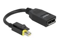 Adaptér DisplayPort - Mini DisplayPort (M) s jazýčkem do DisplayPort (F) - DisplayPort 1.4 - 15 cm - neobsahuje halogen, podpora 8K - černá