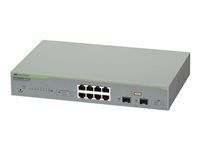 Allied Telesis AT GS950/10 V2 - Prepínac - inteligentní - 8 x Gigabit Ethernet + 2 x 1 Gigabit SFP - desktop, pro pripevnení na zed, Lze montovat do rozvadece