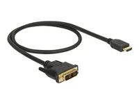 Kabel adaptéru - jeden spoj - DVI-D s piny (male) do HDMI s piny (male) - 50 cm - trojnásobně stíněný - černá - křídlové šrouby