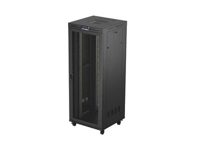 19" Volně stojící racková skříň 42U 800X800 černá lcd perforovaná dvířka lanberg (ploché balení)