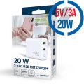 GEMBIRD TA-UC-PDQC20L-W-01, Nabíječka, USB/USB-C