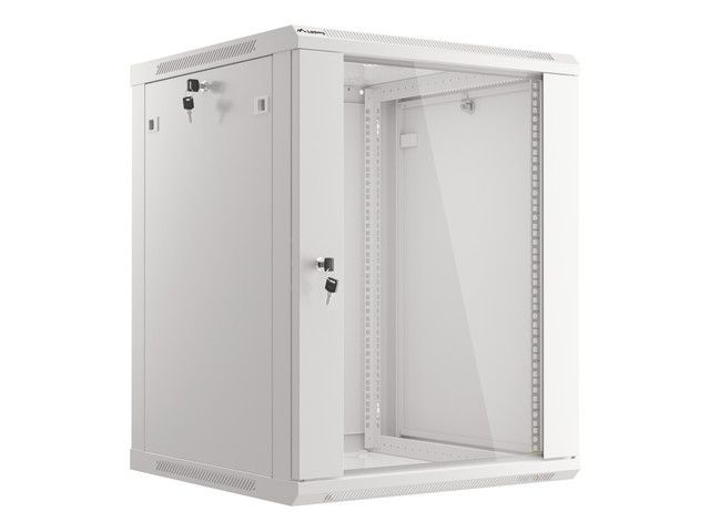 LANBERG 19" RACKOVÁ SKŘÍŇ PRO MONTÁŽ NA STĚNU 15U/600X600 (FLAT PACK) S PROSKLENÝMI DVEŘMI ŠEDÁ V2c