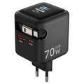 MEGATECH, Rýchlonabíjačka 2x USB-C/1x A, 70W, čie