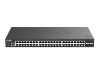 D-Link DGS 1250-52XP - Prepínac - L3 - inteligentní - 48 x 10/100/1000 (PoE) + 4 x 10 Gigabit SFP+ - Lze montovat do rozvadece - PoE (375 W)