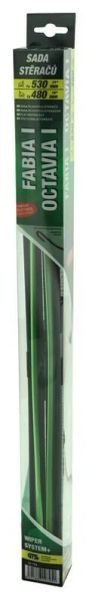 Ploché stěrače COMPASS FLAT SET 530+480 mm GREEN OCT I/FAB I