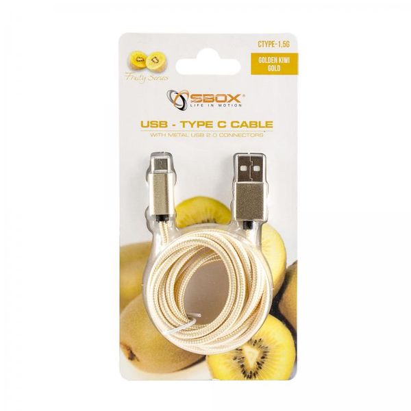 SBOX USB-TYPEC-15G Kabel USB 2.0/TypeC 1,5 m zlatý