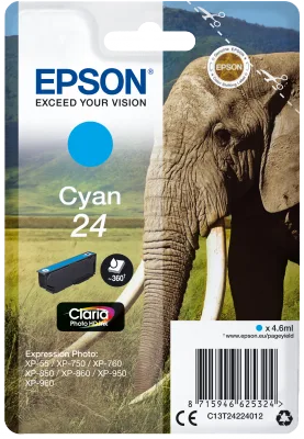 Epson Singlepack Cyan 24 Claria Photo HD Ink