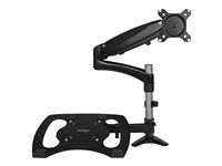 Computer Monitor Stand - Full Motion Articulating - VESA Mount Monitor Desk Mount - Montážní sada (pole clamp, rubber pad, laptop shelf, pružinové rameno, swivel arm, 4 podložky, klipsa pro správu kabelů, šrouby, klíč) - nastavitelné rameno - pro LCD displej / notebook - hliník - černá - velikost obrazovky: 15"-27" - upevnitelné na stůl