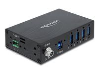 Delock - Rozbocovac - prumyslový, 5 Gbps, s ochranou ESD 8 kV - 4 x SuperSpeed USB 3.0 - lze montovat na konzolu DIN, pro pripevnení na zed