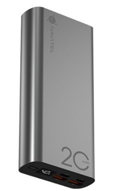 Powerbanka NAVITEL PWR20 AL stříbrná s kapacitou 20000 mAh