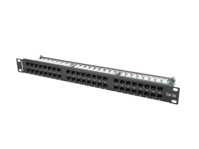 Lanberg patch panel 48 portů 1U 19" CAT.5E utp černý