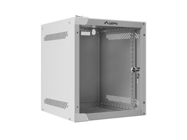 Lanberg racková skříň 10" nástěnná 6u/280x310 (flat pack) s prosklenými dveřmi šedá