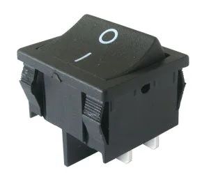 Přepínač kolébkový 2pol./4pin ON-OFF 250 V/6 A černý