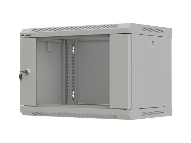 Lanberg 19" racková skříň pro montáž na stěnu 6u/540x350 (flat pack) s prosklenými dveřmi šedá