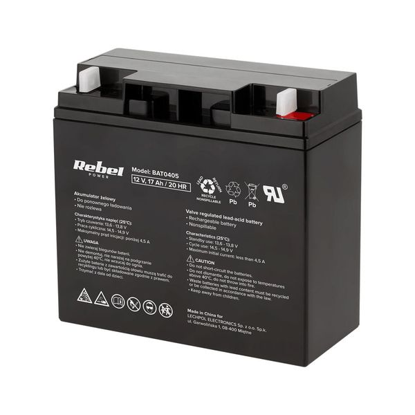 Baterie olověná 12V 17Ah REBEL BAT0405