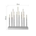 LED svícen stříbrný, 28,5 cm, 3x AA, vnitřní, teplá bílá, časovač