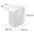 HAMA GaN, Rychlonabíječka, 2x USB-C PD/QC, 40W, bílá