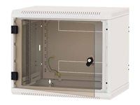 19" jednodílný nástěnný rozvaděč 6U/500mm vylamovací otvor pro ventilátor, nosnost 60kg, světle šedý RAL7035