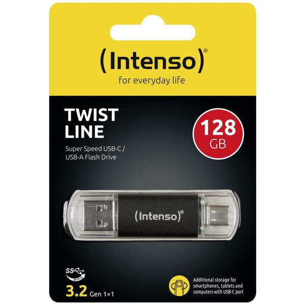 INTENSO Twist Line, USB-C/USB-A, USB flash disk, 128GB