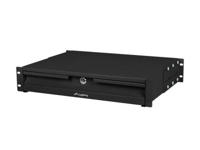 19" 2U 360MM černá skříňová zásuvka lanberg (2u/483x360mm nosnost do 90KG, 4bodová montáž)