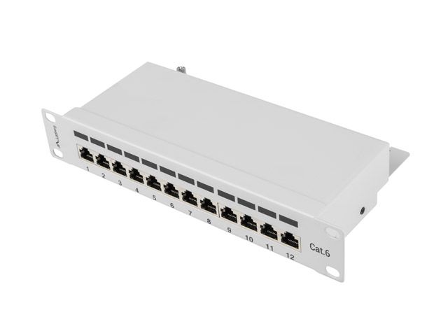 Patch panel 12PORT 1U 10" CAT.6 ftp stíněný šedý lanberg