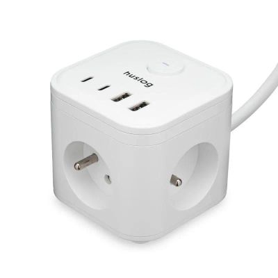 Nabíjacia stanica Huslog 15W 3xzásuvka, 2xUSB-C, 2xUSB biela