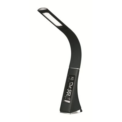 Platinet PDLU3B stolní LED lampa stmívatelná, flexibilní rameno, hodiny, černá