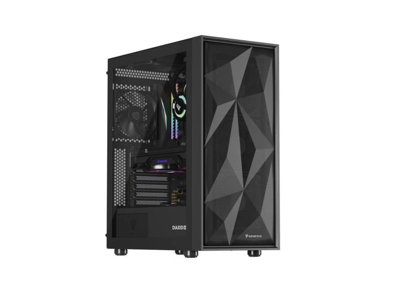 Počítačová skříň Genesis DIAXID 605F/Midi Tower/Transpar./Černá