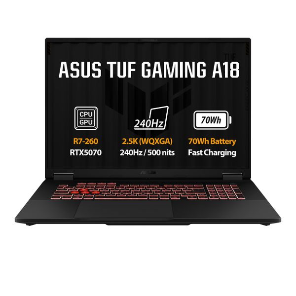 ASUS TUF Gaming A18/FA808UP-S9086WZ/R7-260/18"/2560x1600/16GB/512GB/RTX 5070/W11H/Gray/2R