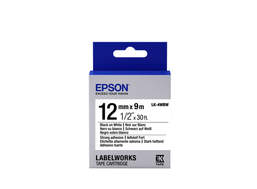 Epson Label Cartridge LK-4WBW, Black/white 12mm