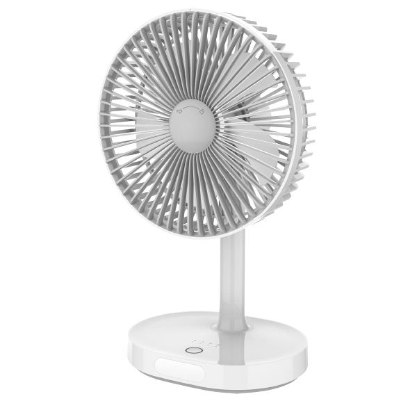 Platinet PRDF0326 stolný ventilátor 19 cm, nočné osvetlenie, akumulátor 3000 mAh, biela-sivá