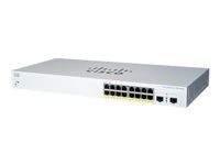 Cisco Business 220 Series CBS220-16P-2G - Prepínac - inteligentní - 16 x 10/100/1000 (PoE+) + 2 x Gigabit SFP (uplink) - Lze montovat do rozvadece - PoE+ (130 W) - repasováno