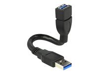 Prodlužovací šňůra USB - USB typ A (F) do USB typ A (M) - USB 3.0 - 15 cm - černá