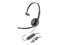 Blackwire 3200 Series - náhlavní souprava - náhlavní - kabelové - USB-C - černá - certifikováno UC