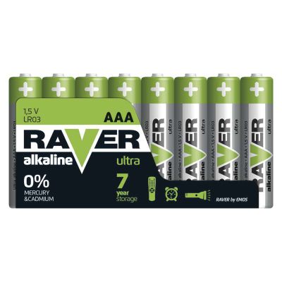 Baterie AAA (R03) alkalická RAVER 8ks